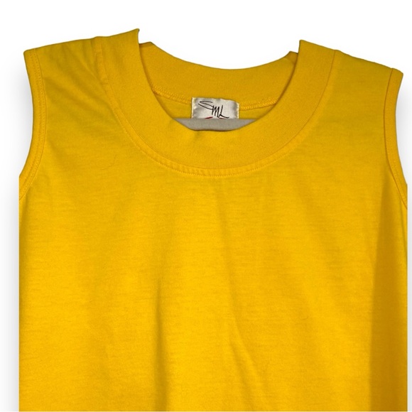 Vintage 90s SML Sport Yellow Tank Top Women’s Large Cotton Blend Activewear - Picture 4 of 17